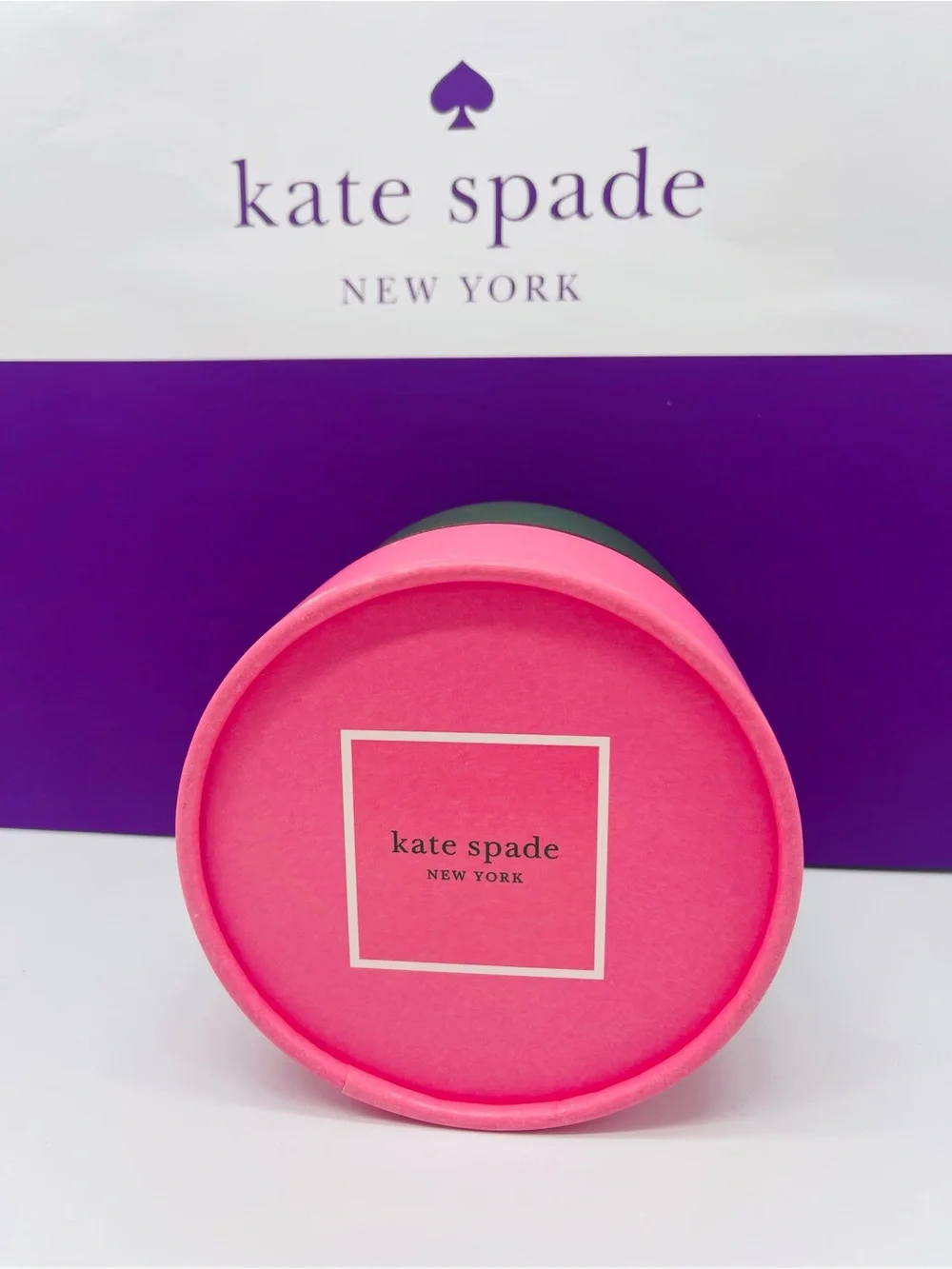 kate spade Pink and Forest Green Round Gift Boxe New